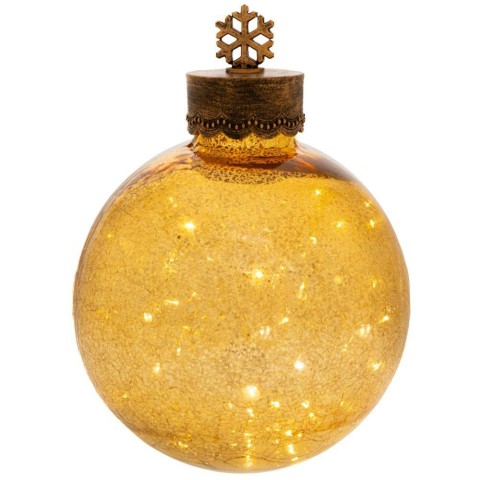 PALLA NATALE VETRO ORO LED D25X36CM